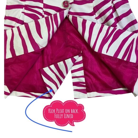 Soulmates Jacket Zebra Animal Print Coat Lined Button Up Barbie Pink White M JR - Picture 8 of 16